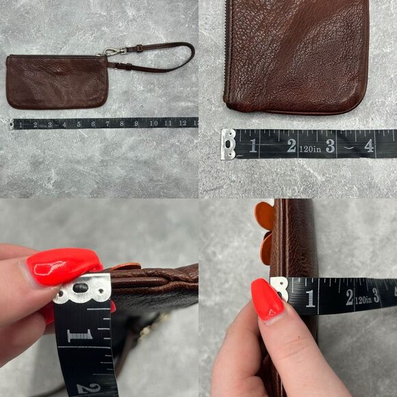 MIU MIU Brown Pebbled Leather Wristlet Purse Flower Trim Made In Italy - Picture 14 of 14